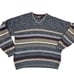 Vintage 90s Dad Mens Sweater Chunky Ribbed Striped Gray XL V Neck Streetwear