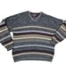 Vintage 90s Dad Mens Sweater Chunky Ribbed Striped Gray XL V Neck Streetwear