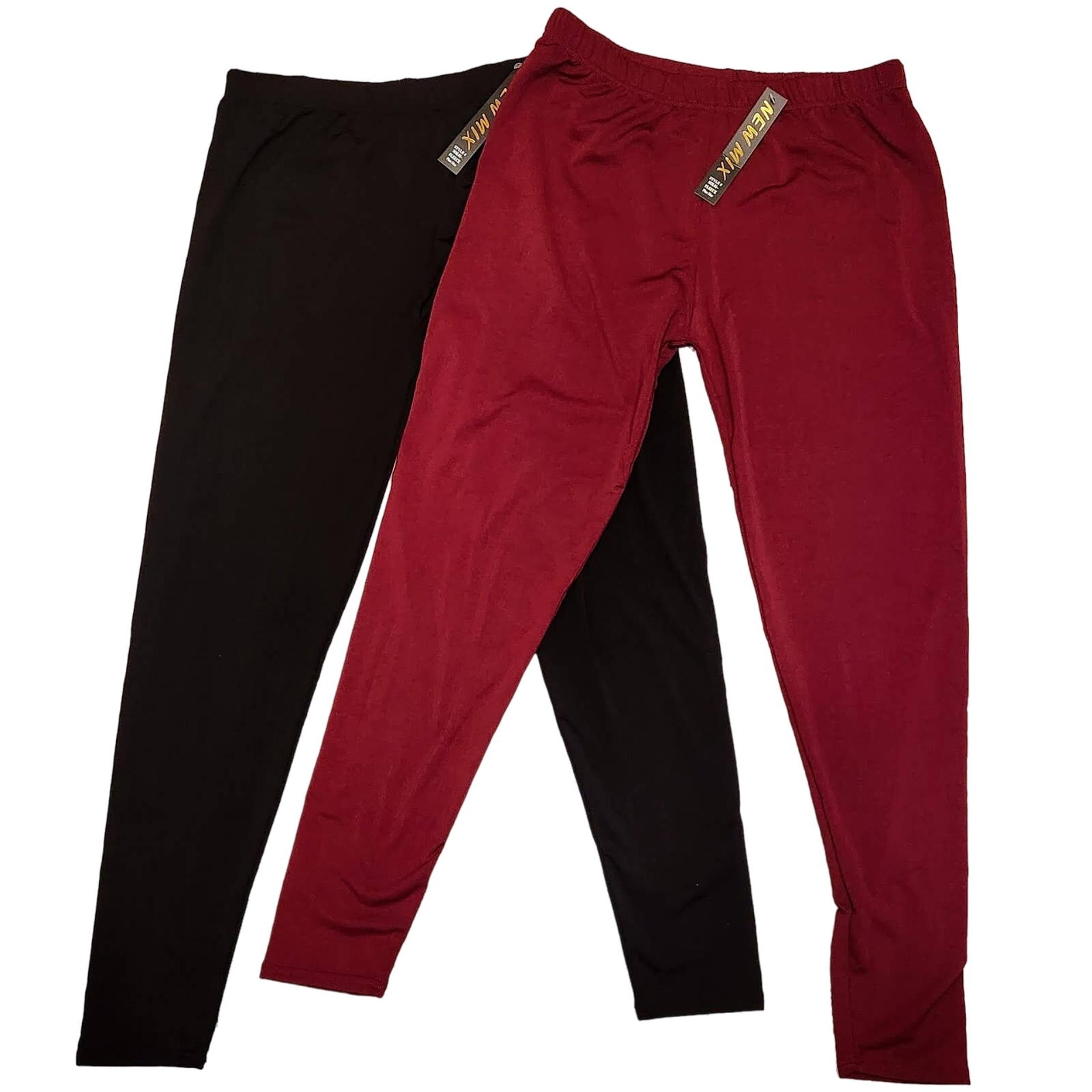 New Mix NWT Women's 2-Pack Black/Red Super Soft High-Waist Leggings Plus Size XL