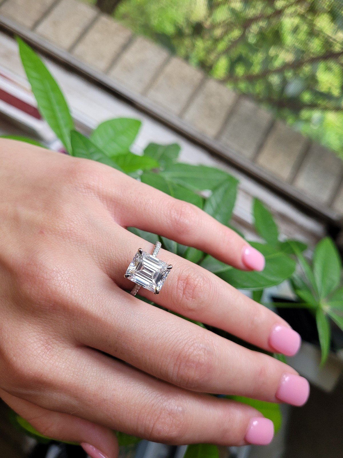 *BIG SALE* 5ct Emerald cut Diamond 14k solid white gold Engagement Ring Size 6