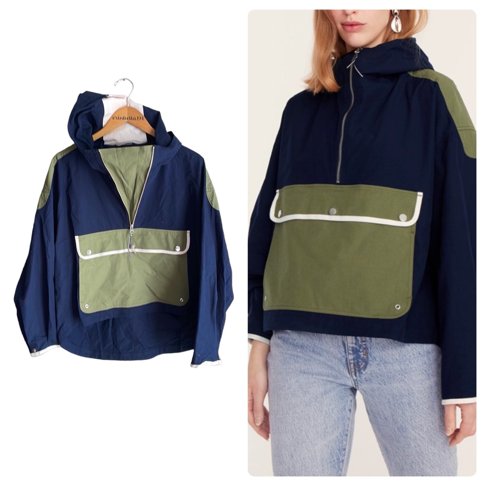 オンラインストア販促 j.crew always 巨人タグ half zip anorak parka