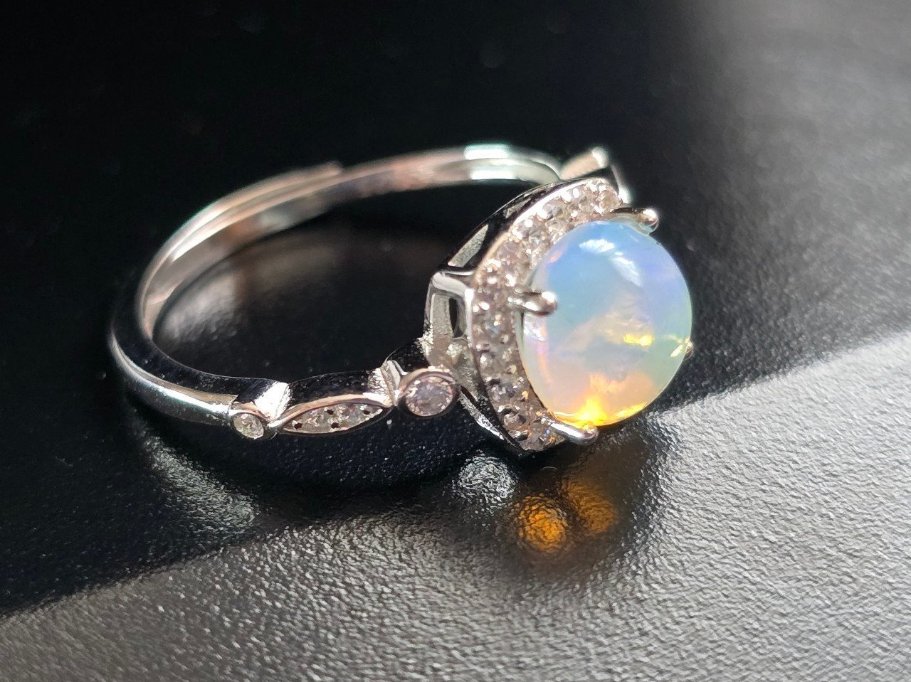 Natural opal fine 925 sterling silver ring