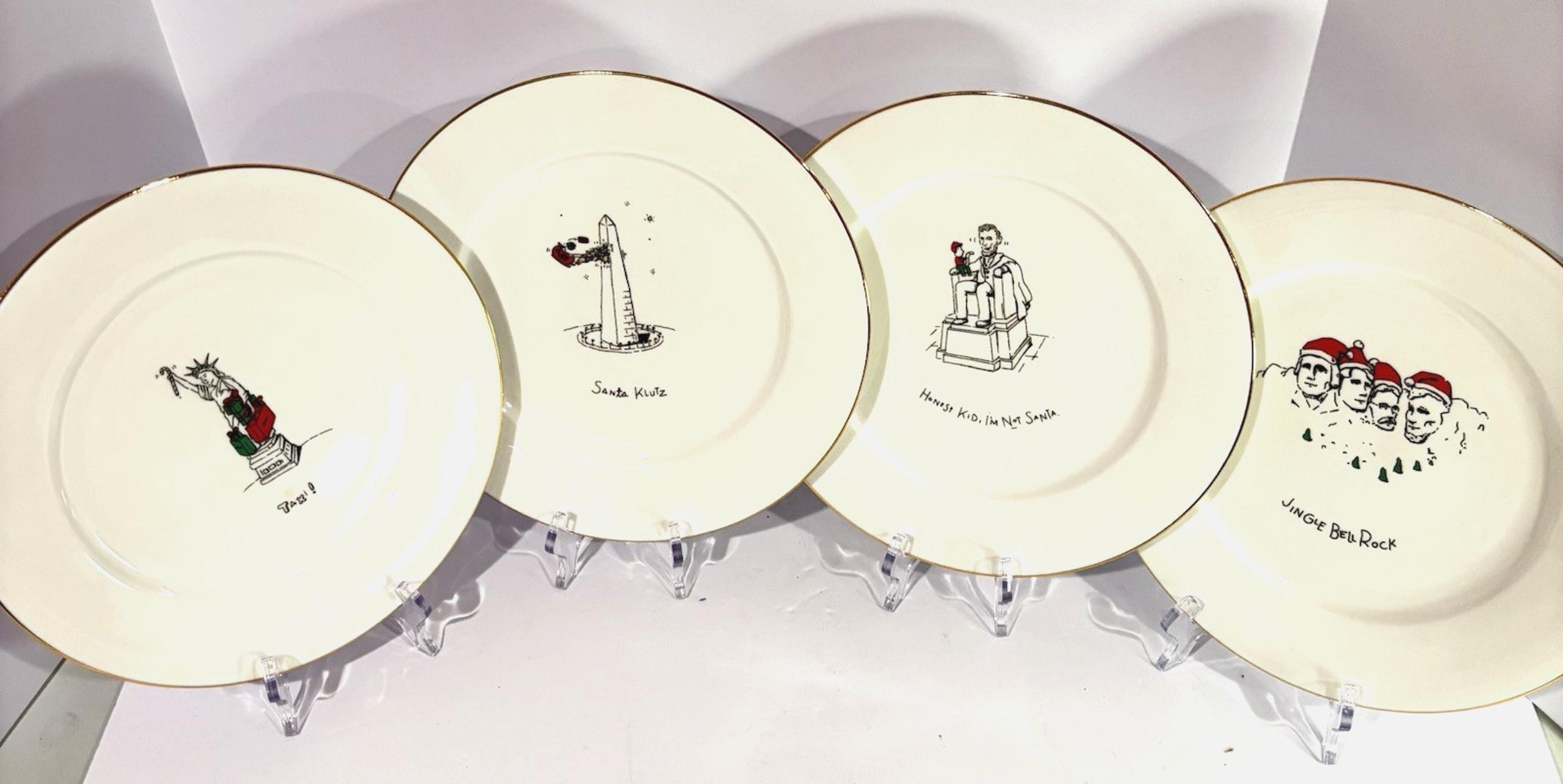 Merry Masterpieces American Collection Set 4 Porcelain Dinner & Dessert Plates