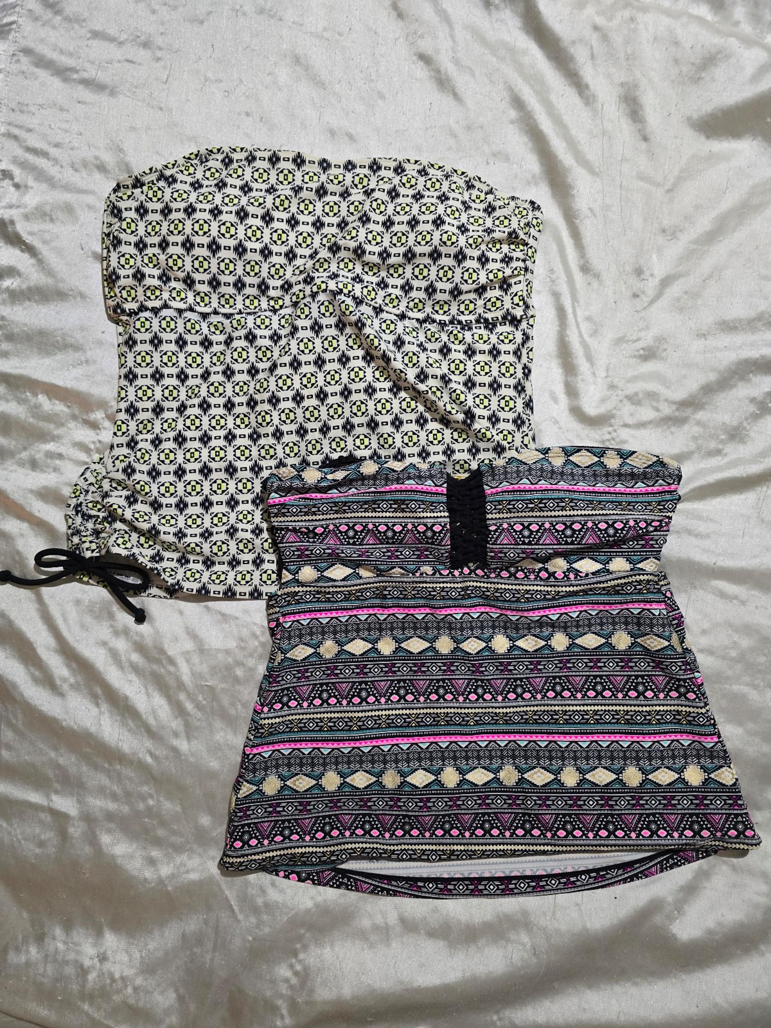 Lot of 2 Tankini Bikini Strapless Swim Tops Hula Honey & Arizona Size Large