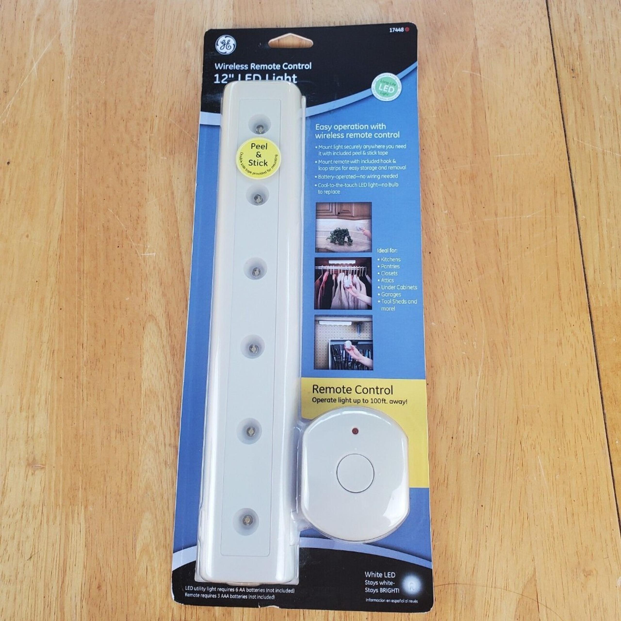 GE LED 12" Mountable Light With Wireless Remote Control & Peel And Stick Tape