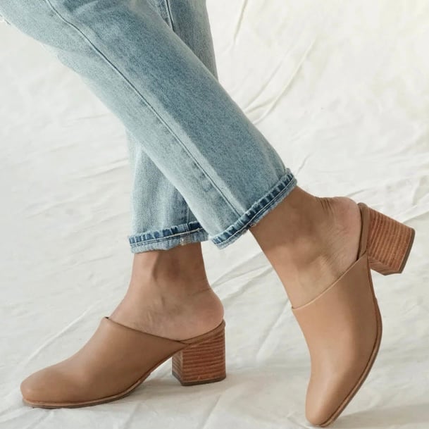 Nisolo - All-Day Heeled Slip On Mule Sz 8 Tan Leather NEW iN BOX