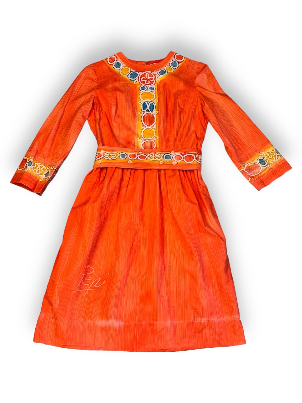 1960s Pepi Handpainted Belted Dress