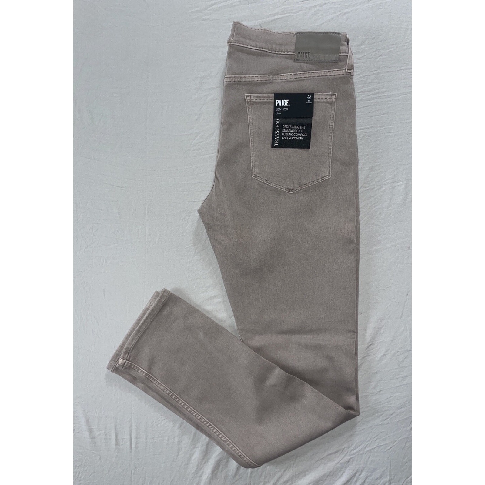 Paige Transcend Lennox Slim Sateen 5-Pocket Jeans. Gray, Men's 36X33. NWT!!