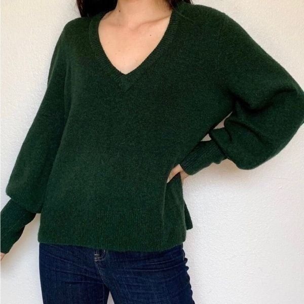 Madewell XS Dashwood Coziest Yarn V Neck Balloon Sleeve Sweater