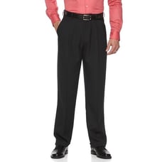 Big & Tall Croft & Barrow Stretch Cuffed Classic Pleated Pants, 38W X 36L, Navy