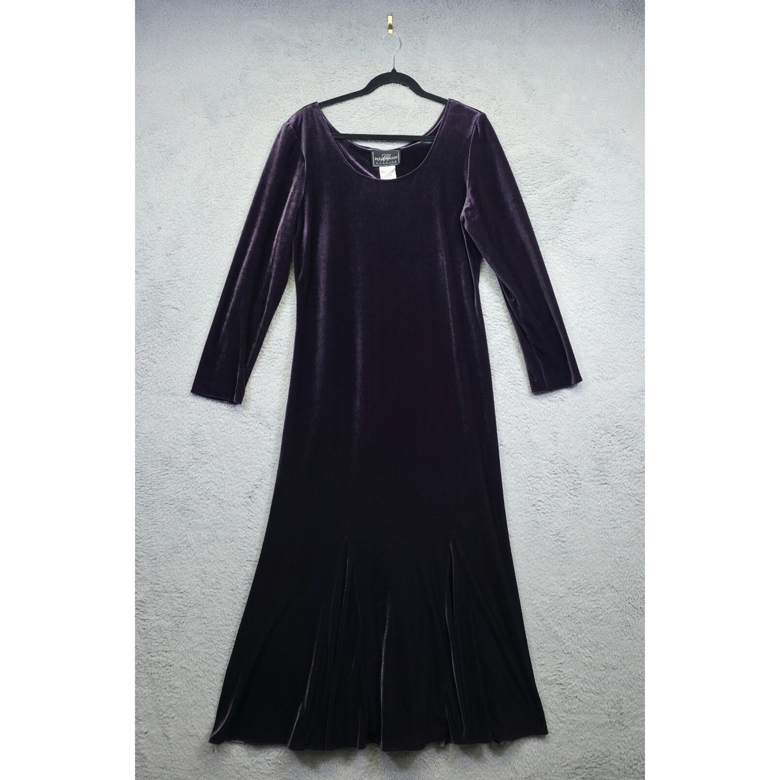 Mollie Malloy Maxi Dress Womens 12 Purple Velvet Slit Whimsigoth Evening Dark