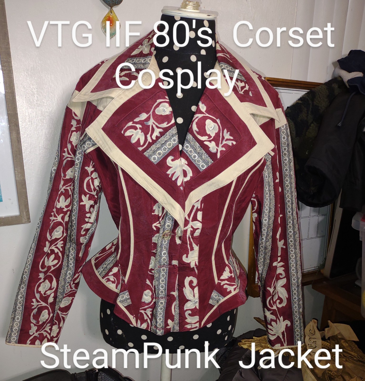 Vintage IIF SZ SM 80s Cache Corset Jacket Tailored Cosplay Steampunk ArtDeco