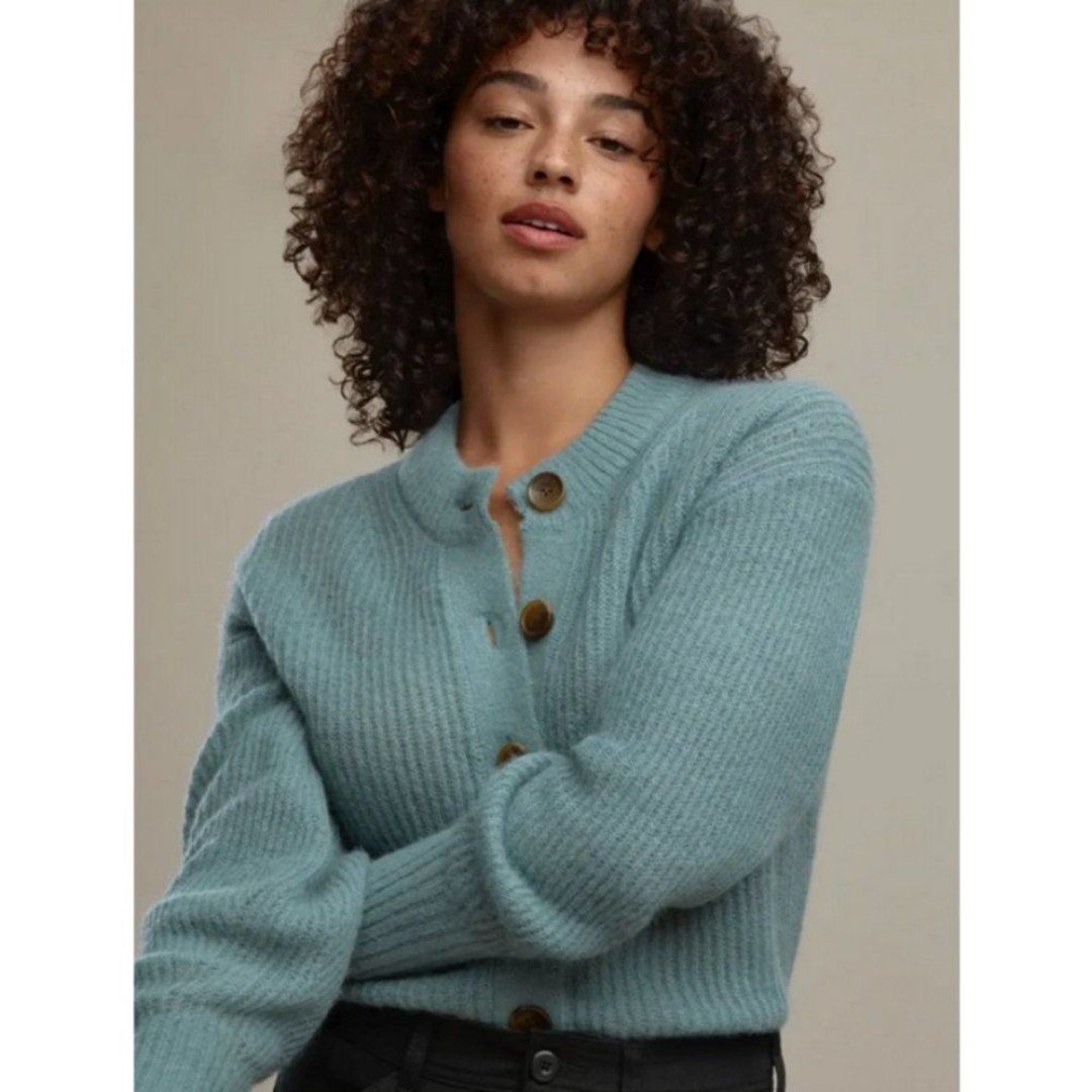 EVERLANE The Alpaca Crop Cardigan ~ Pomona Green Small