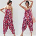 Anthropologie Claire Colin Abstract Red Purple Harem Boho Flowy Jumpsuit size XS