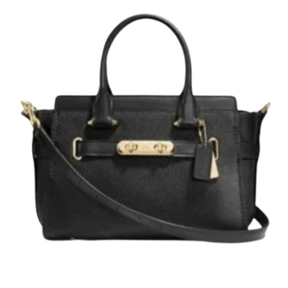 Coach 87295 Pebble Leather Swagger 27 Satchel Bag Purse, LI/Black