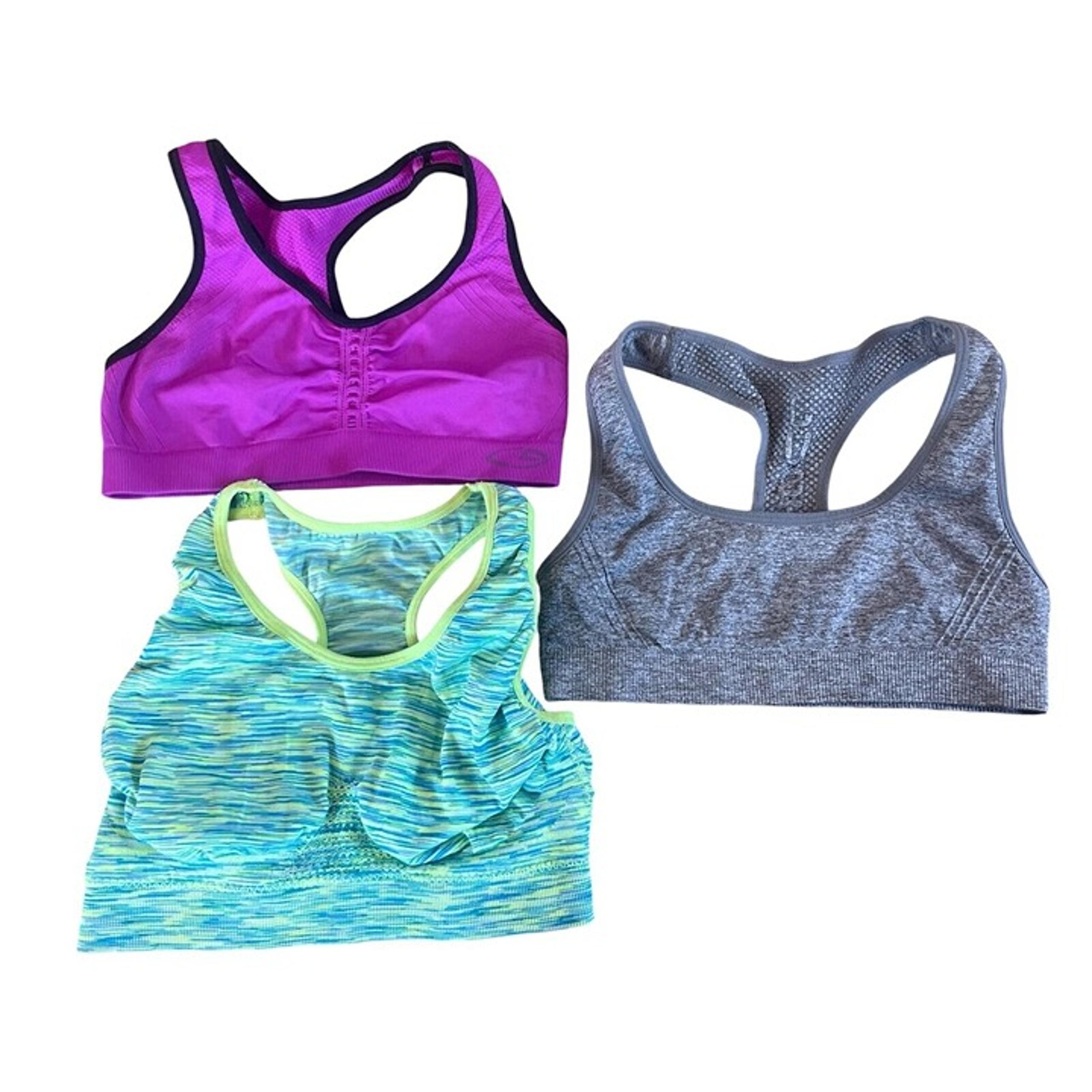 Girls Sports Bra Lot Size M 10-12 Yoga C9 Justice Purple Gray Yellow Blue
