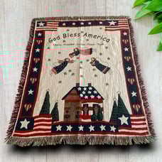 God Bless America Tapestry Woven Fringed Blanket Throw Liberty Truth Freedom USA