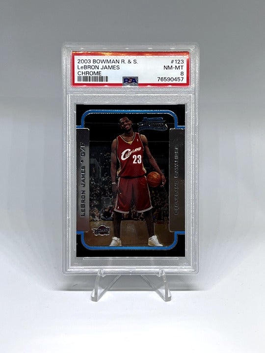 LEBRON JAMES PSA 8 2003 BOWMAN ROOKIES & STARS CHROME #123 ROOKIE CAVS RC 0457