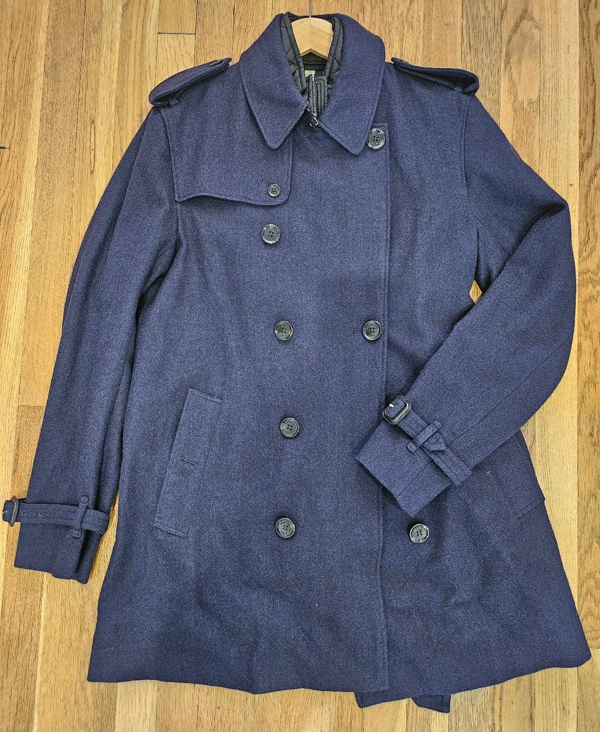Men's 100% wool navy coat Burberry Brit