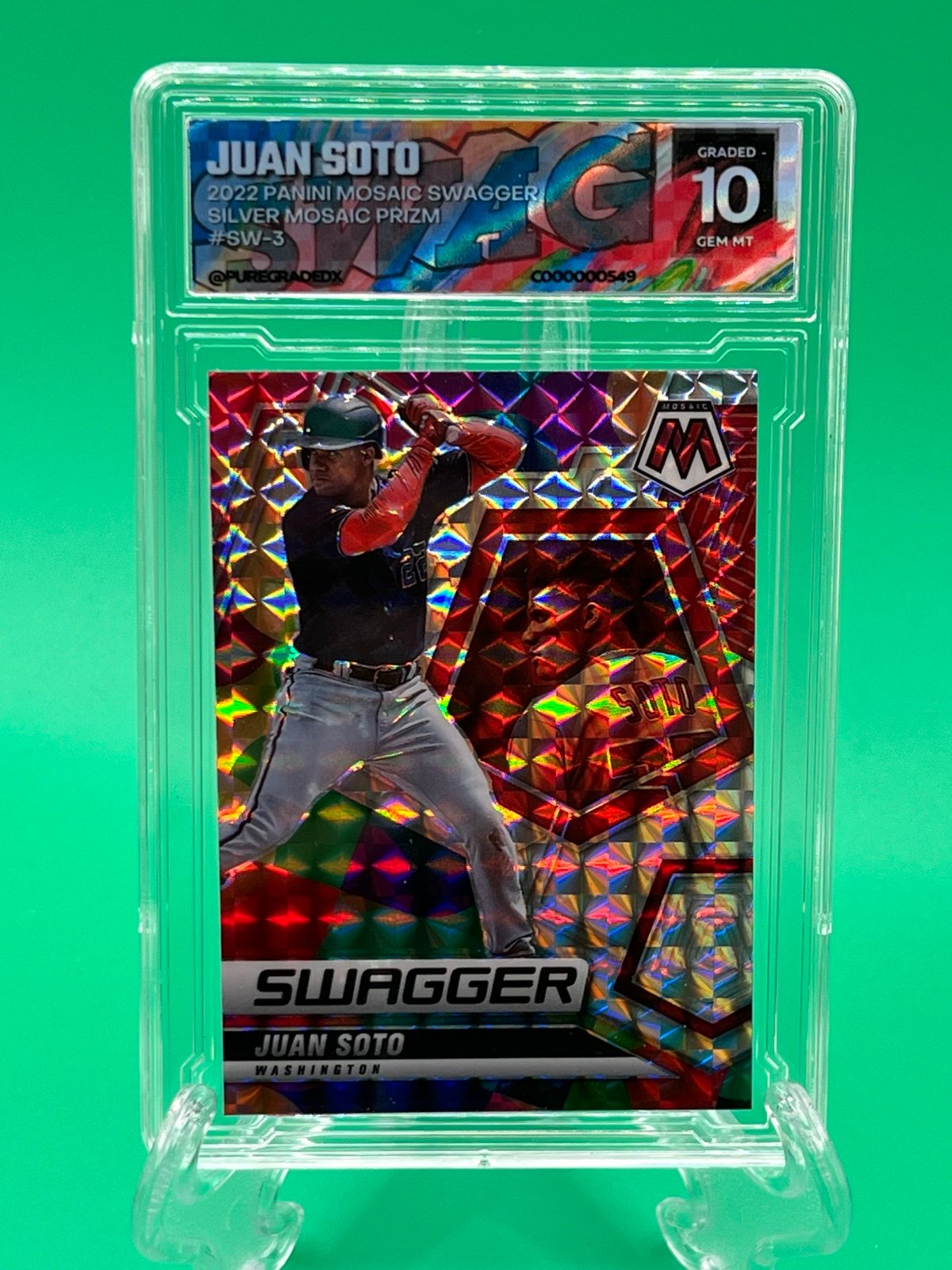 2022 Panini Mosaic Juan Soto Swagger Mosaic Prizm #3 PGX 10