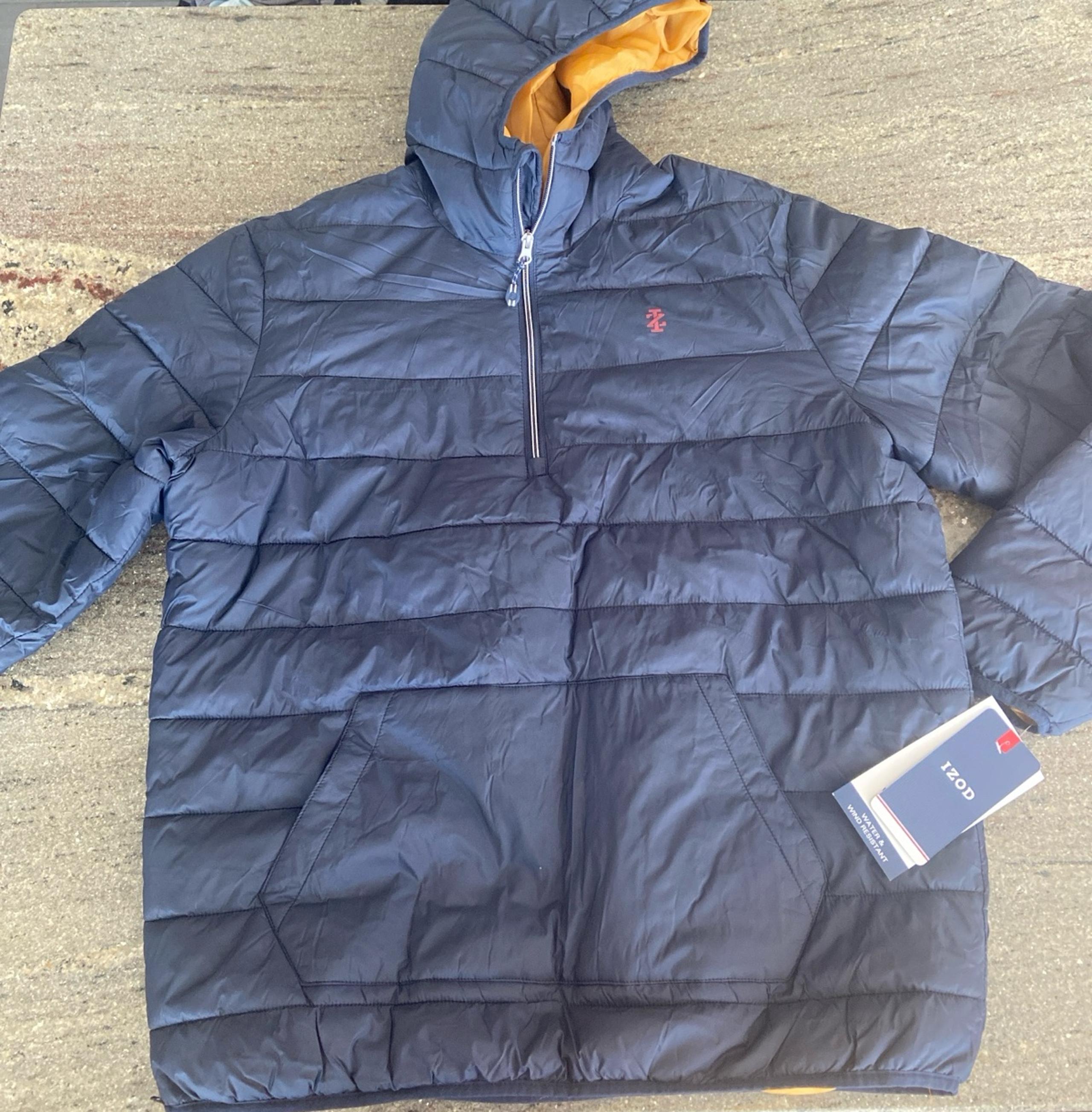 Izod Men’s Quilted Hooded 1/2 Zip Jacket L NWT