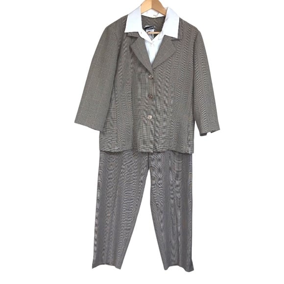 Beige Tan Pantsuit Women’s Size 16 Blazer Jacket Pants Set Fashion Bug Busines