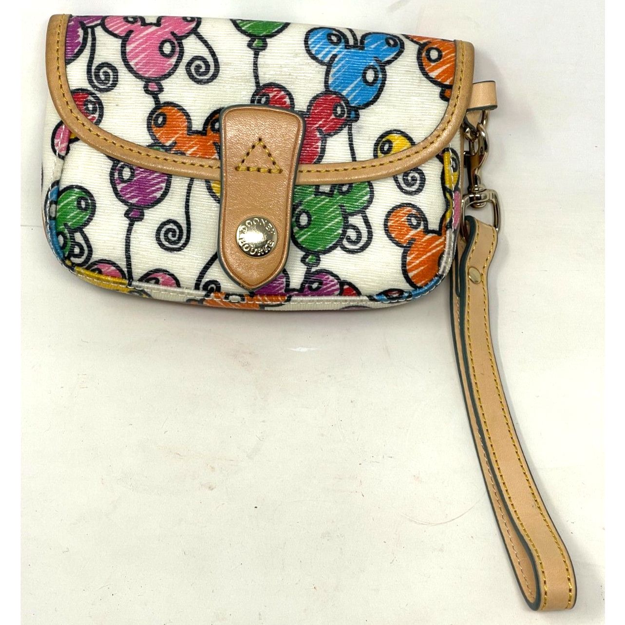 Dooney & Bourke Disney Mickey Mouse Balloon Wristlet Colorful Clutch 6.5 x 4