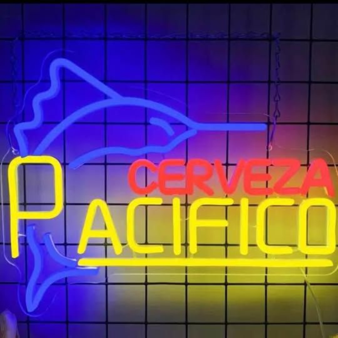 Cerveza Pacifico LED Neon Sign, Home Bar Art, Beach House Decor, Size: 16"X14"