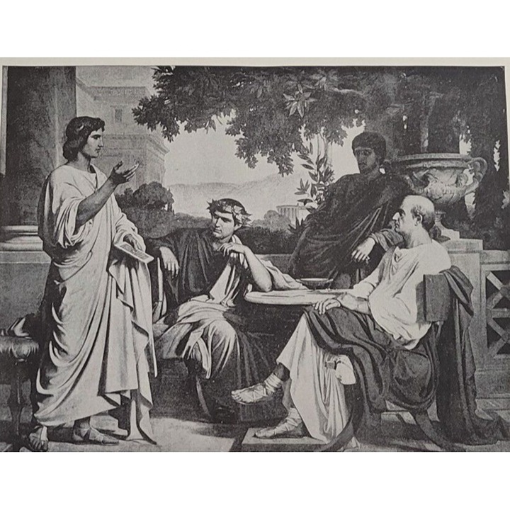 VIRGIL, HORACE, VARIUS AT THE HOUSE OF MAECENAS Charles F. Jalabert 1894 Print