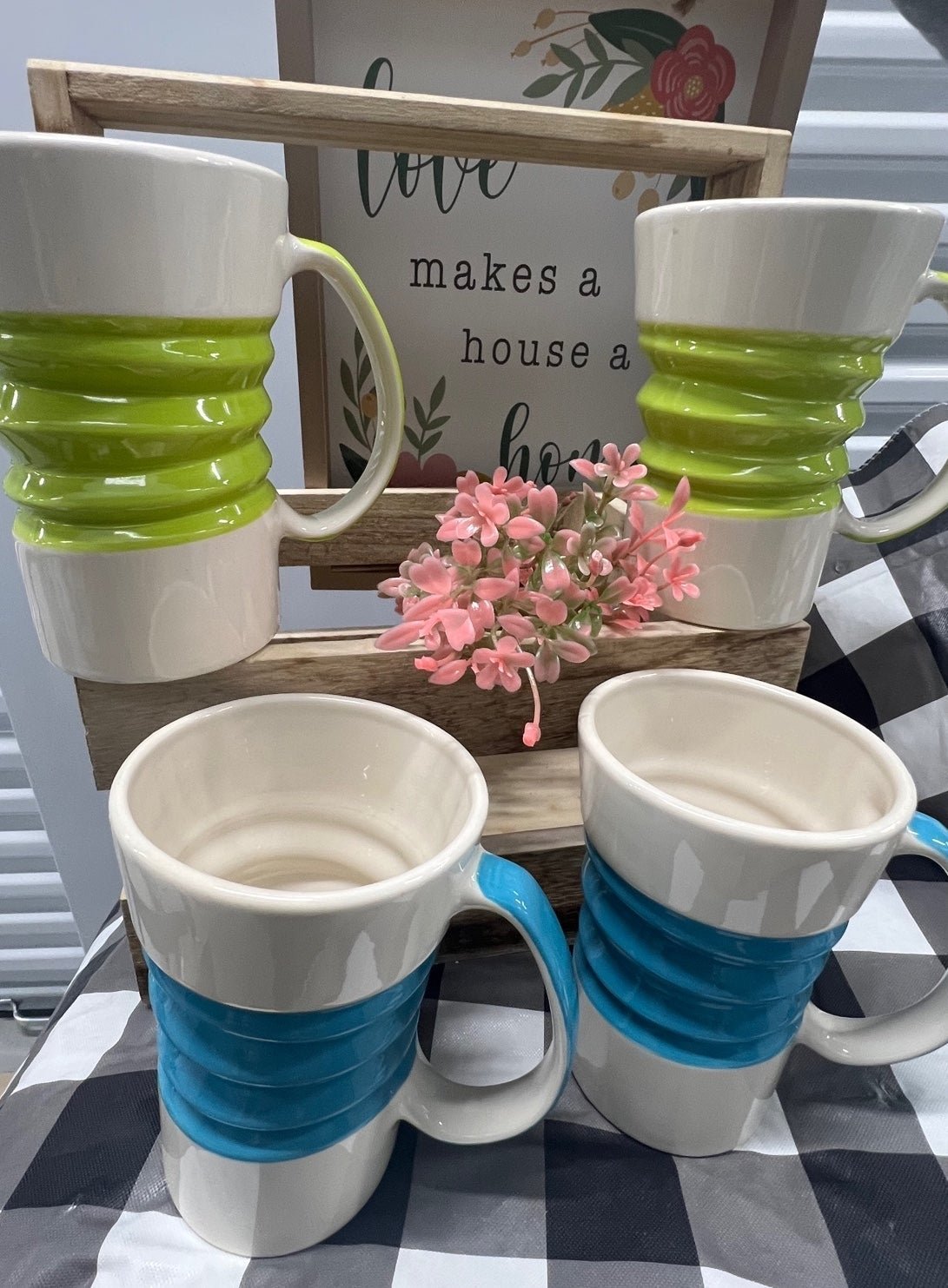 PIER 1 IMPORTS Accordion rippled Mugs/Cups Set of 4