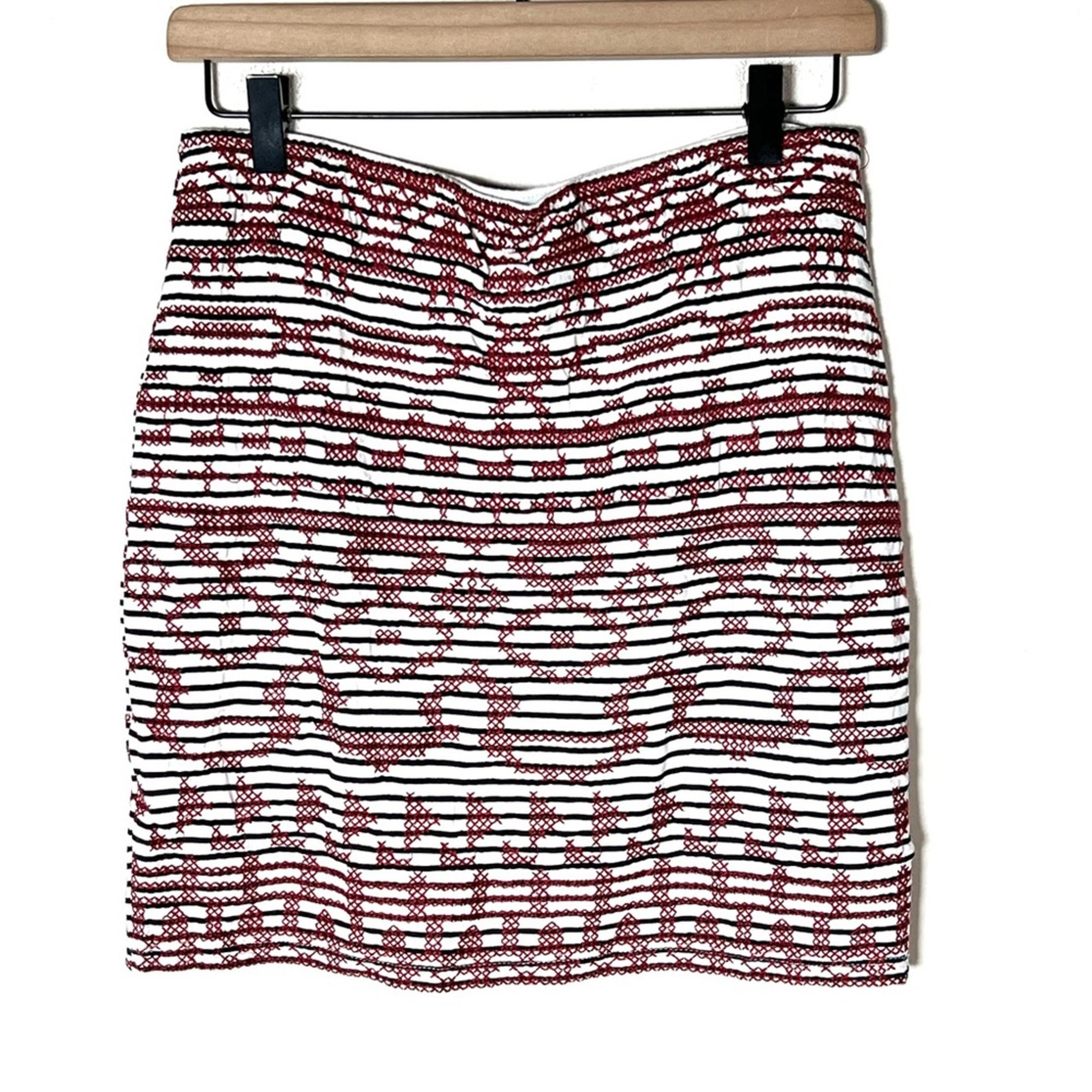 THML red and white elastic waist mini skirt size small S B96