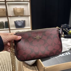 Coach Nolita 19 In Signature Canvas In Gold/Oxblood Multi CN385 NWT