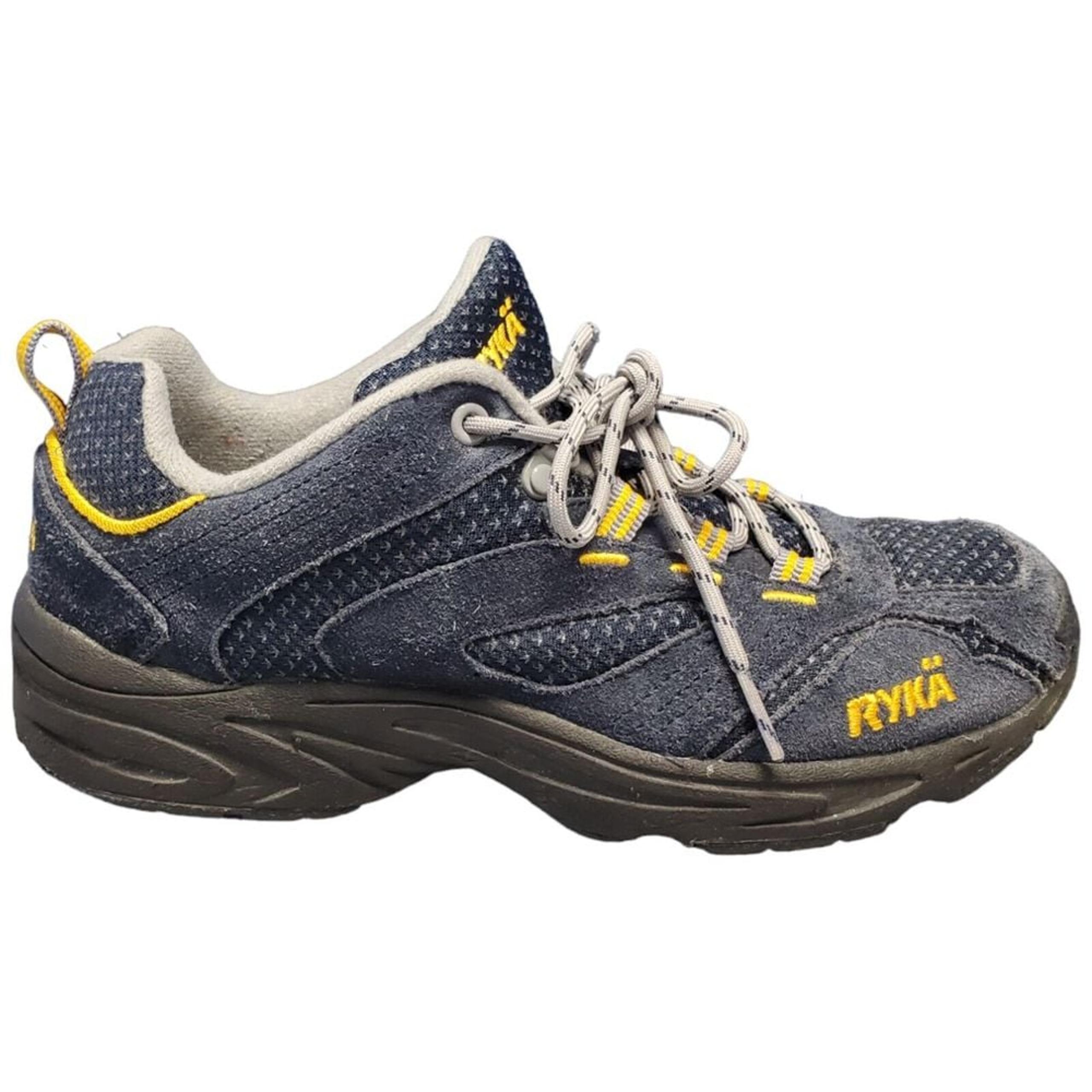 Ryka Outdoor Walking Sneakers Shoes Womens Size 6.5 Navy Suede Comfort Lace Up