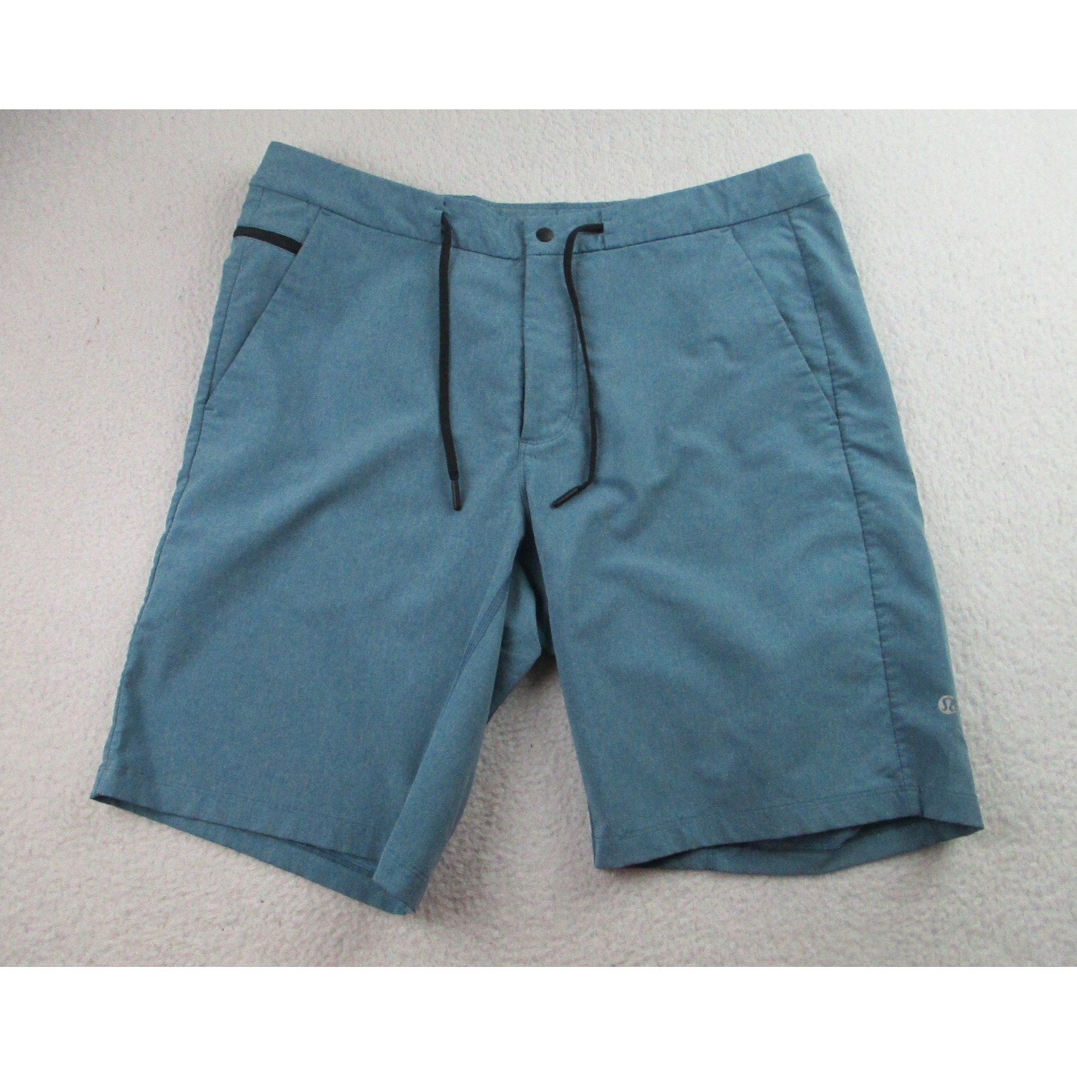 Lululemon Hybrid Board Shorts Mens 36 Teal Blue Drawstring Casual Beach Surfing