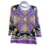 J. McLaughlin L Purple Gold Baroque Pattern Long Sleeved Top