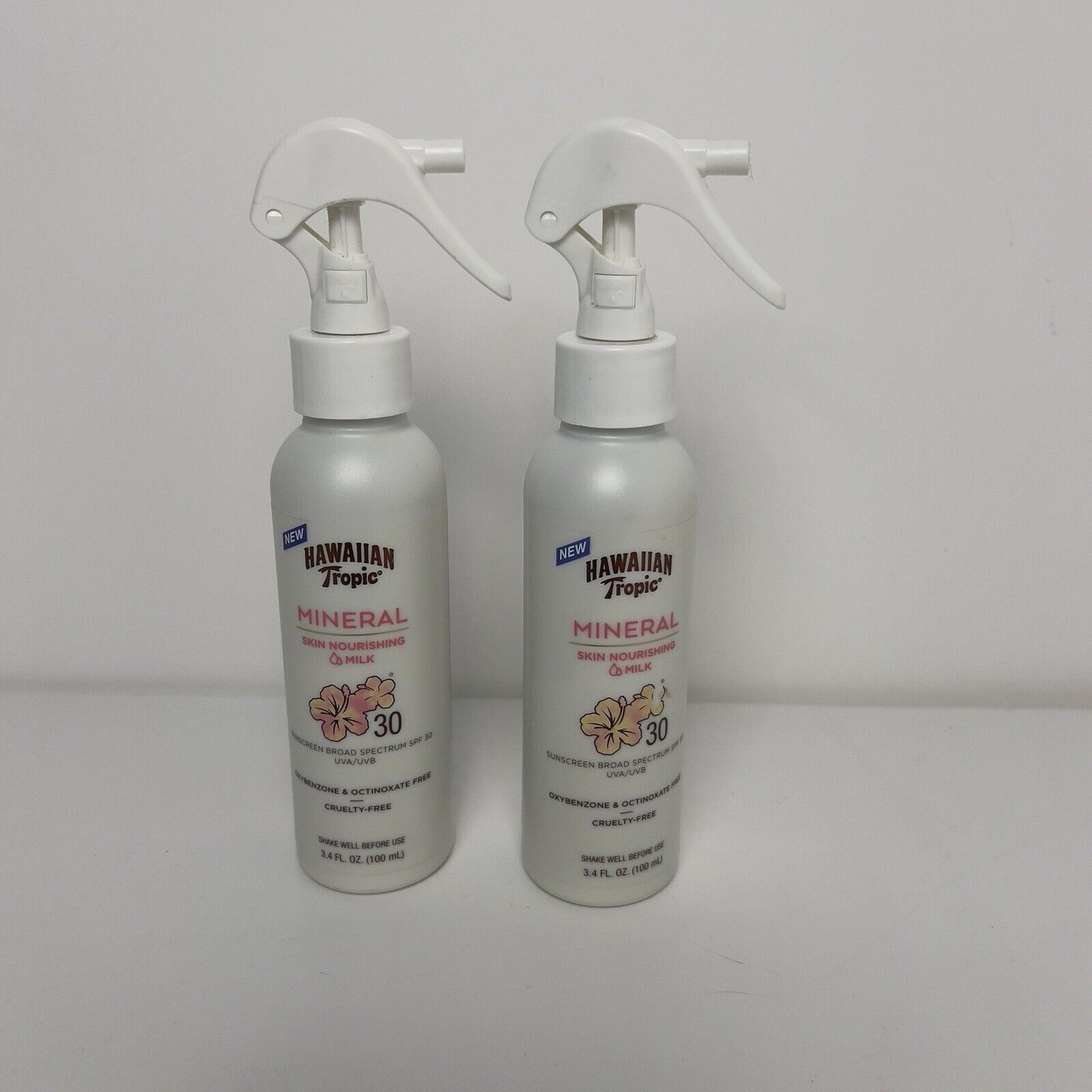 Hawaiian Tropic Mineral Skin Nourishing Milk Lotion Spray 2 Pack 3.4oz NEW