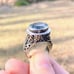 Vintage Natural Green Amethyst 925 Sterling Silver 18k Gold Plated Ring Size 9
