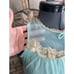 Pajama top satin lace and sheer aqua blue tan