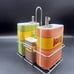 Vintage Coccio Italian Condiment Set Olive Oil Vinegar Salt Pepper Holder READ