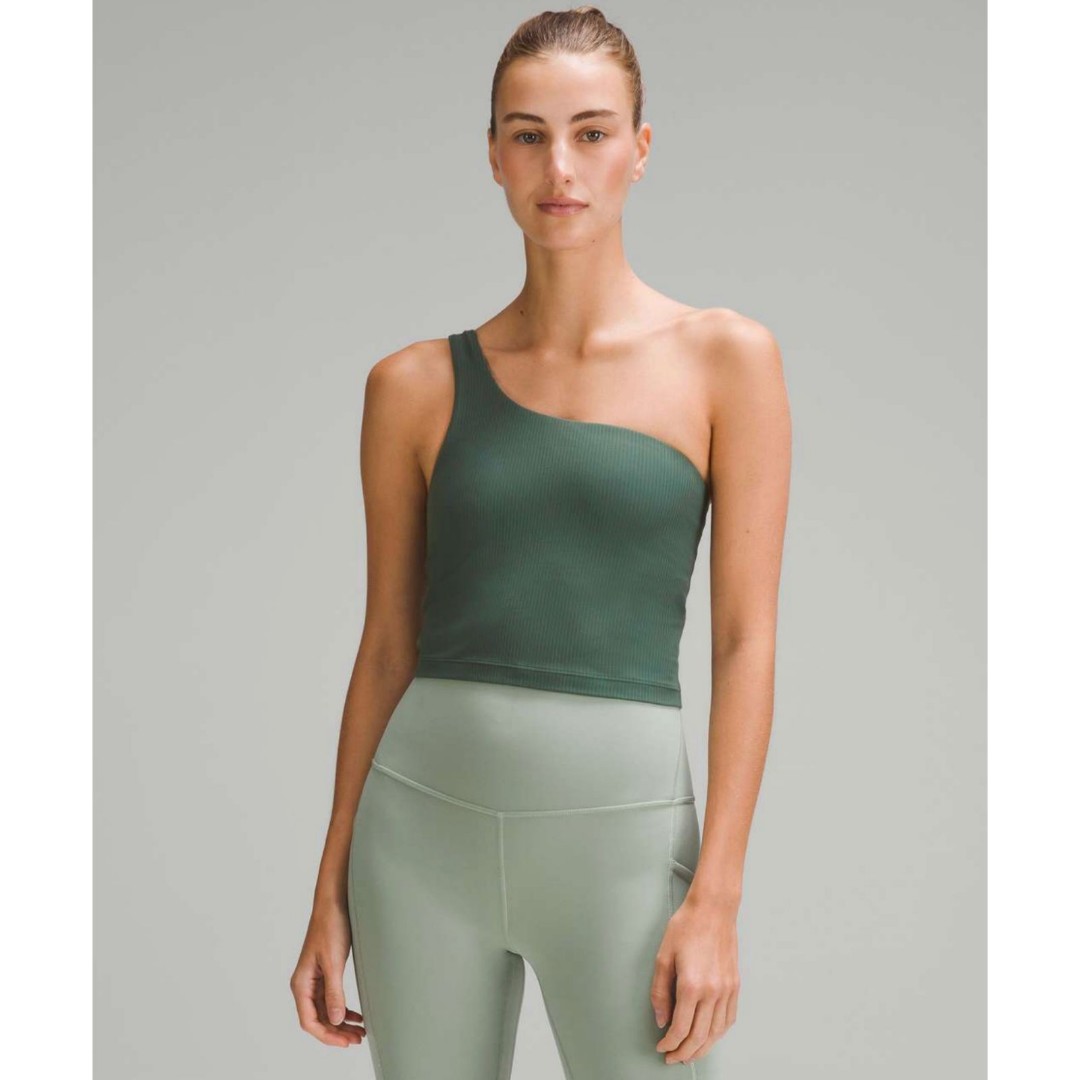 Lululemon Ribbed Nulu Asymmetrical Yoga Tank Top in Dark Forest EUC