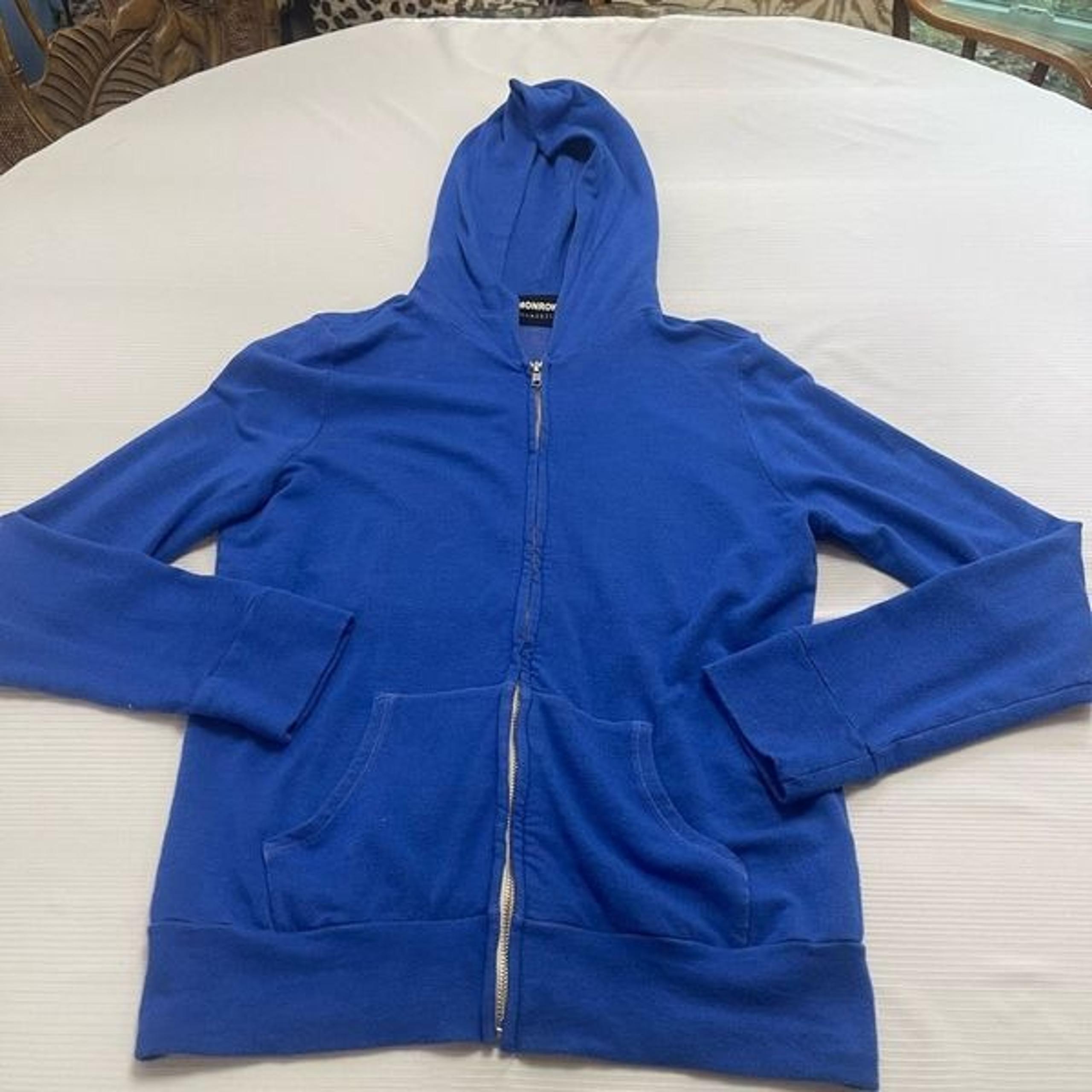 Monrow Classic Royal Blue Zip Up Jacket Hoodie Size Small