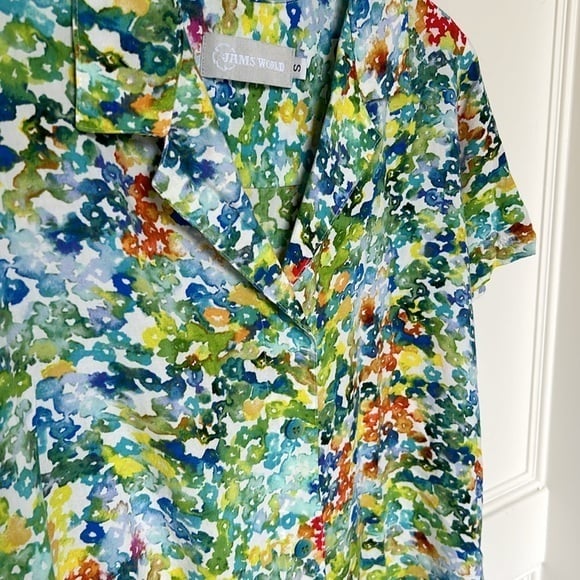 Jams World Print Top Rayon button down Watercolor multicolor Size Small EUC