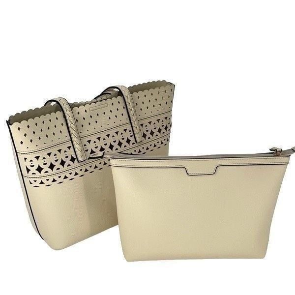 Womens Cream Sylviee Cut-out Detail Leather 2 Handle HandBag One Size