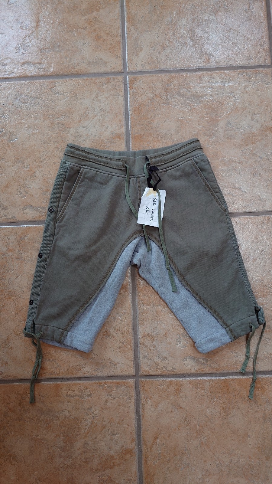 Greg Lauren Army recycled fleece 50-50 Shorts