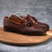 Johnston Murphy Signature Loafers Brown Woven Leather Tassel Apron Toe Shoes 10M