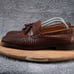 Johnston Murphy Signature Loafers Brown Woven Leather Tassel Apron Toe Shoes 10M