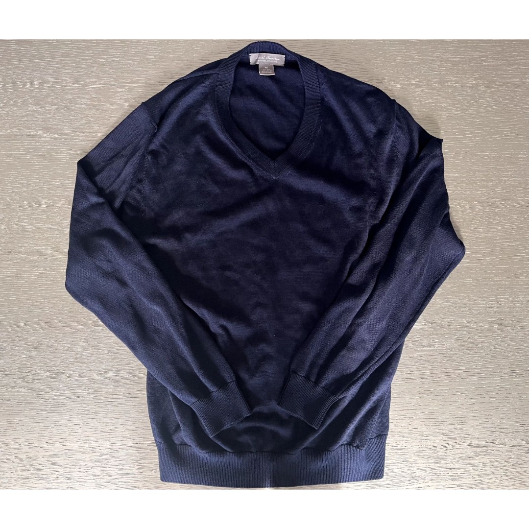 Daniel Cremieux Signature Collection Cashmere Sweater Navy Blue V-Neck Size M