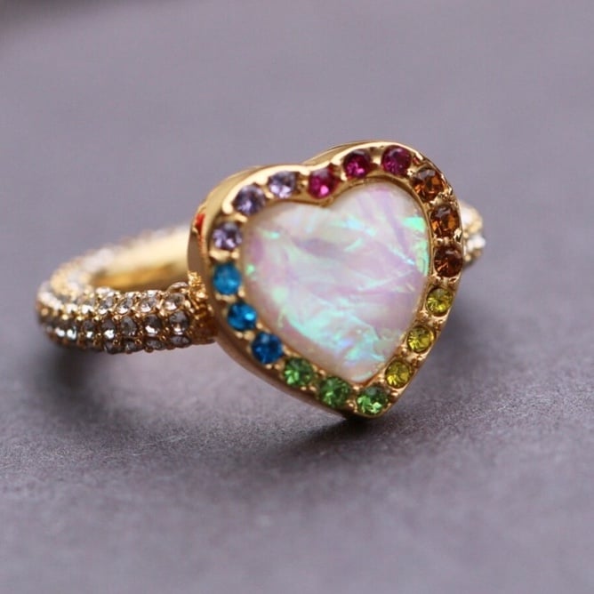 Kurt Geiger Rainbow Heart Mother of Pearl Ring Size 7 or 8