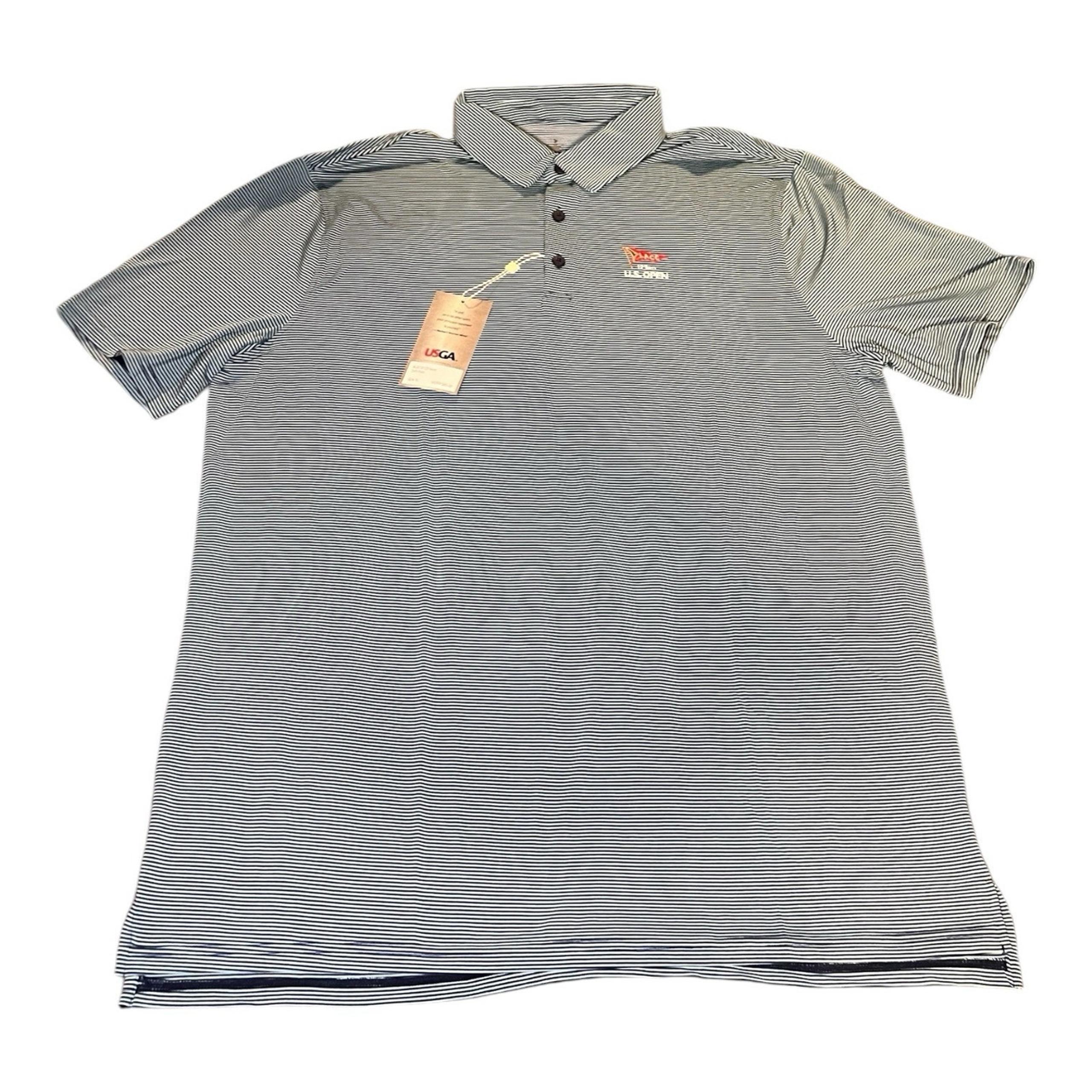 US Open USGA LACC Blue Striped Golf Performance Drift Polo Men's XL 123rd NWT