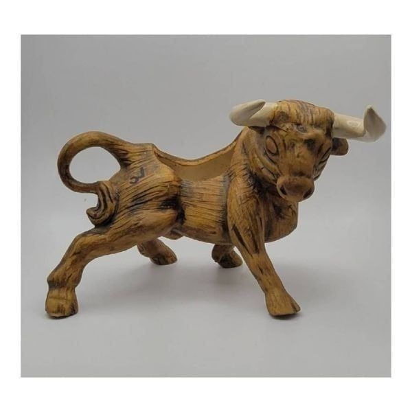 Vintage Midcentury Japanese Ceramic Bull Sculpture Planter